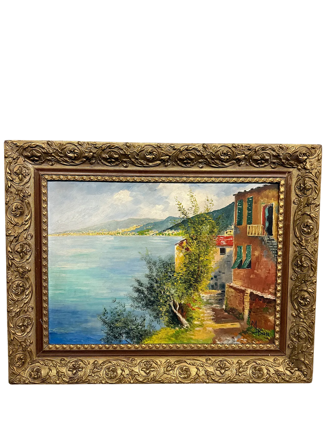 Olio su tela raffigurante Golfo di Napoli, anni '50 9