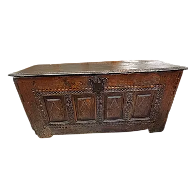 Cassapanca cassone quercia, intagliato, '600