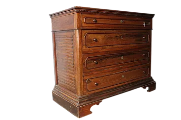 Cassettone Carlo X noce massello con stella intarsiata, 1830