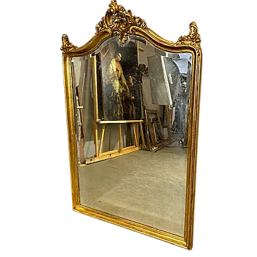 Specchiera Luigi XVI Francia dorata specchio molato, primi '900