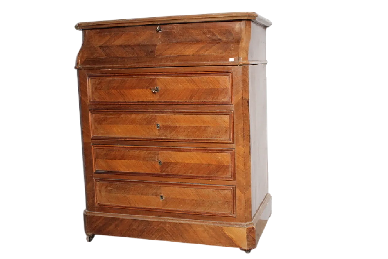Cassettiera Toilette Francia quattro cassetti in noce,  fine '800 14