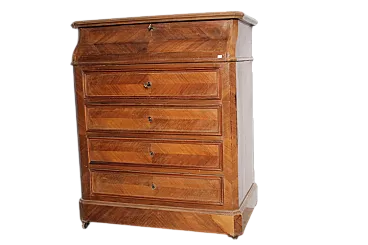 Cassettiera Toilette Francia quattro cassetti in noce,  fine '800