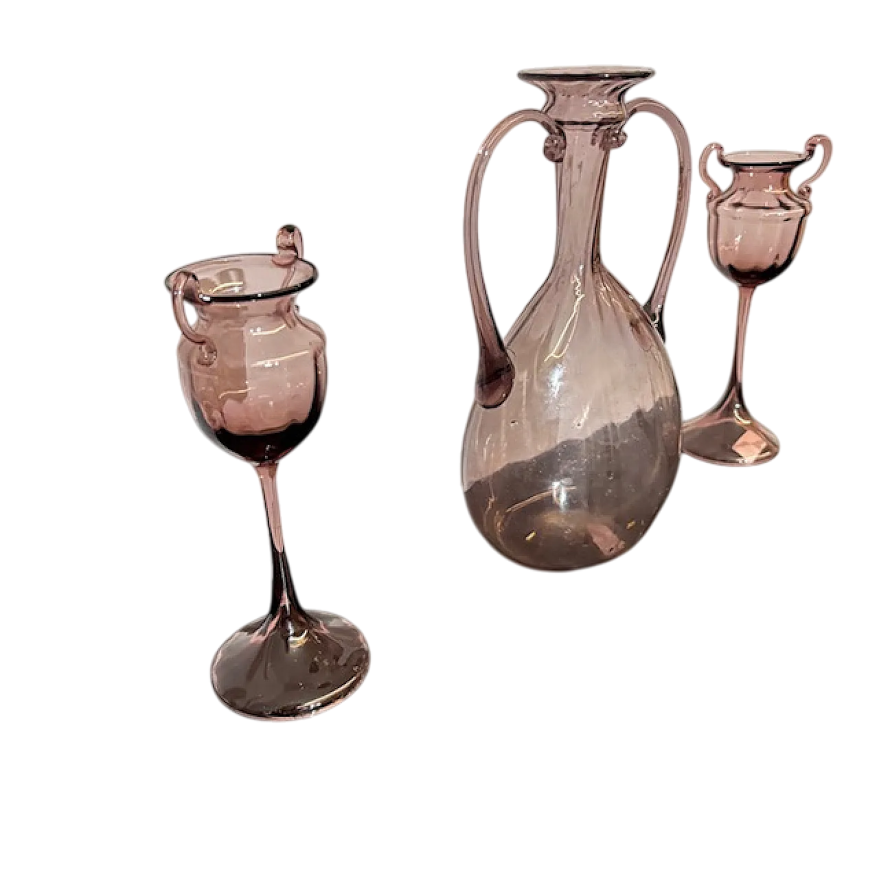 Trittico in vetro rosa  Amatista  Zecchin Cappellin Murano, 1920 12