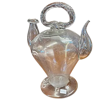 Antica brocca in vetro soffiato per acqua santa, '700