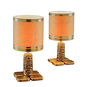 Coppia di lampade da tavolo con base in ottone di Luciano Frigerio, anni '70