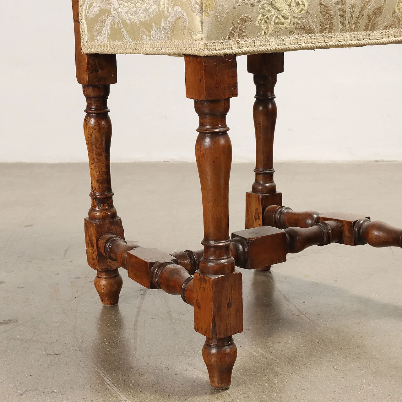 4 Sedie stile Barocchetto in noce e tessuto, '800 5