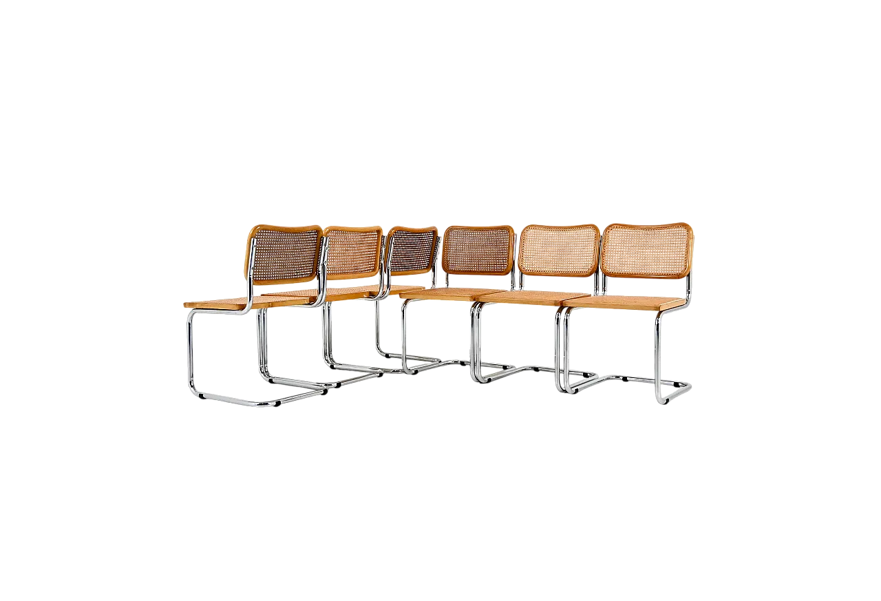 Sedie da pranzo in stile B32 di Marcel Breuer, set di 6 10