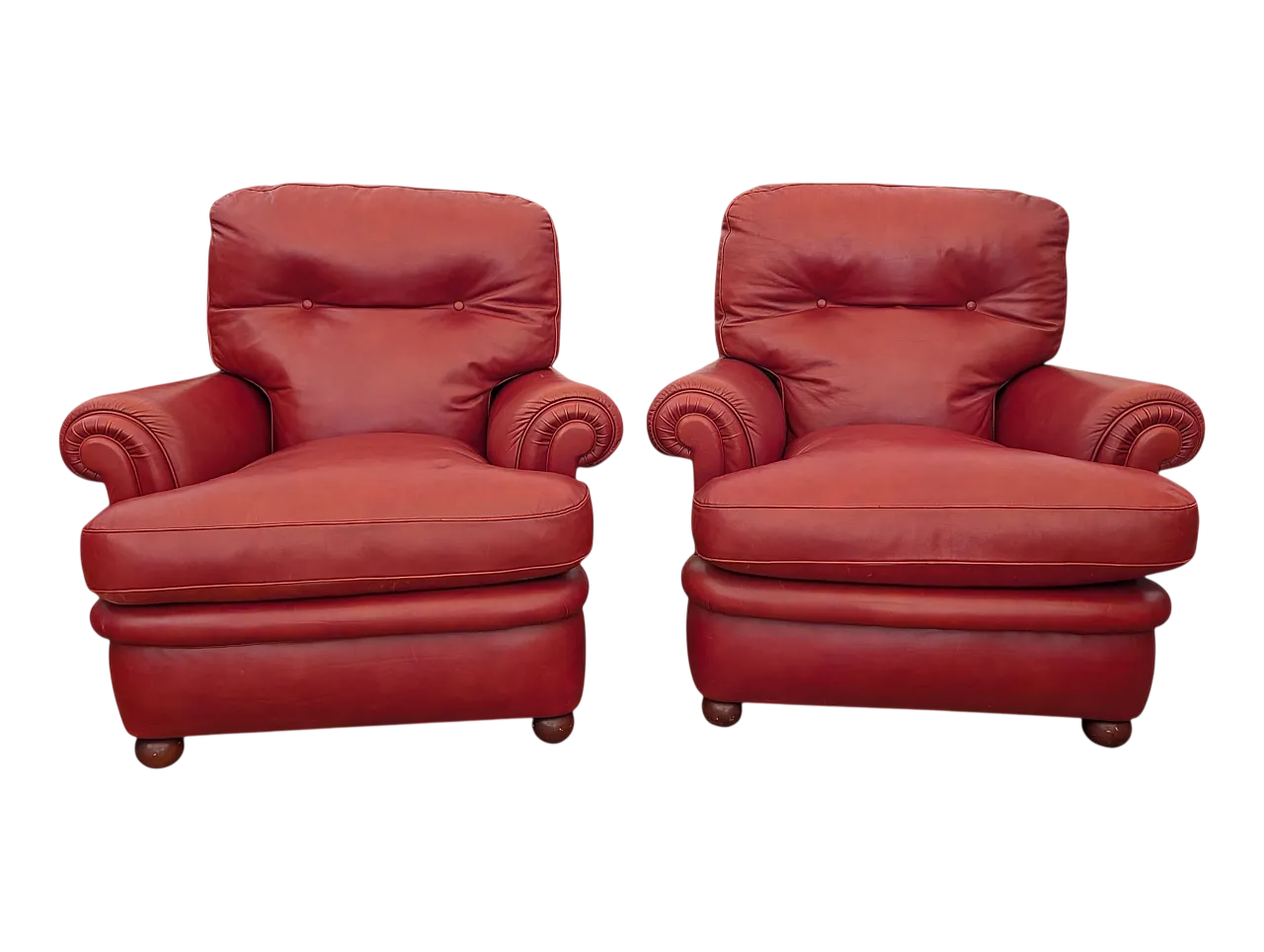 Coppia di poltrone in pelle Frau, anni '80 9