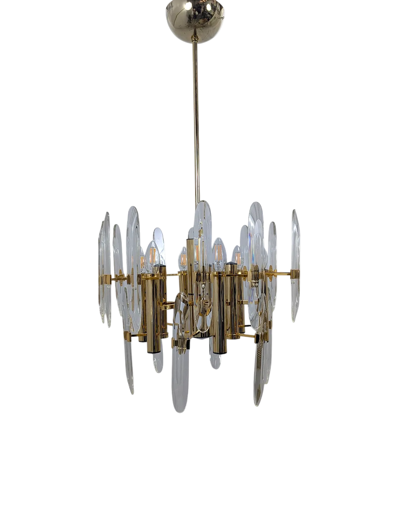 Lampadario mid-century in stile Sciolari, anni 60 9