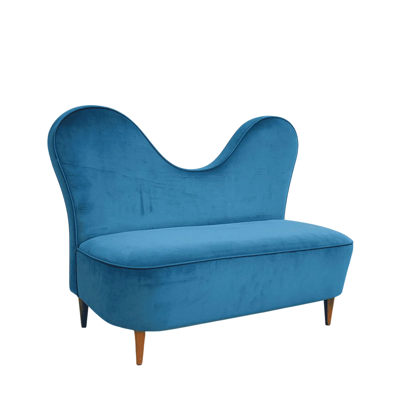 Divano by Cesare Lacca in velluto Turchese, Italia, anni '50 8