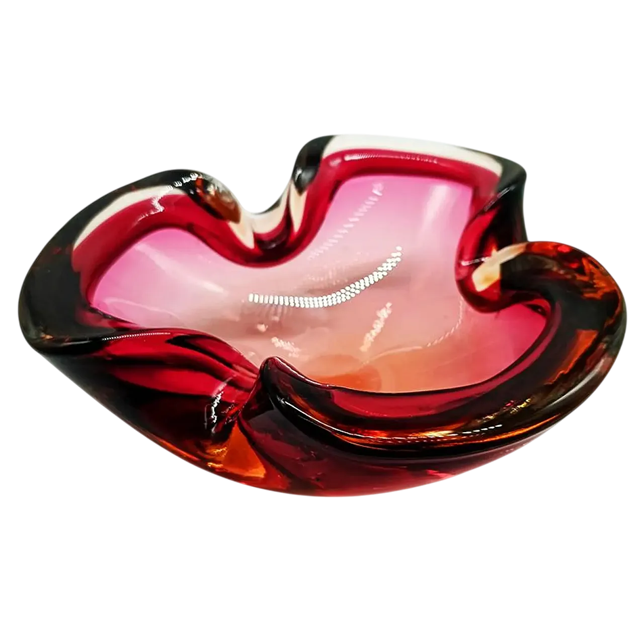 Posacenere rosa in vetro di Murano di Flavio Poli per Seguso, anni '60 7