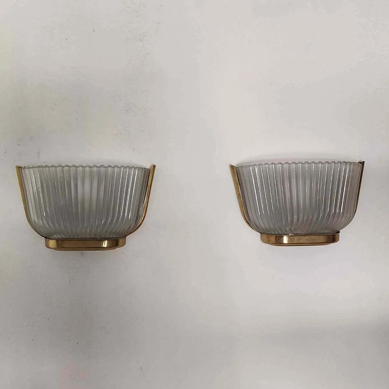 Murano glass and brass wall light by Archimede Seguso, 1940s 7