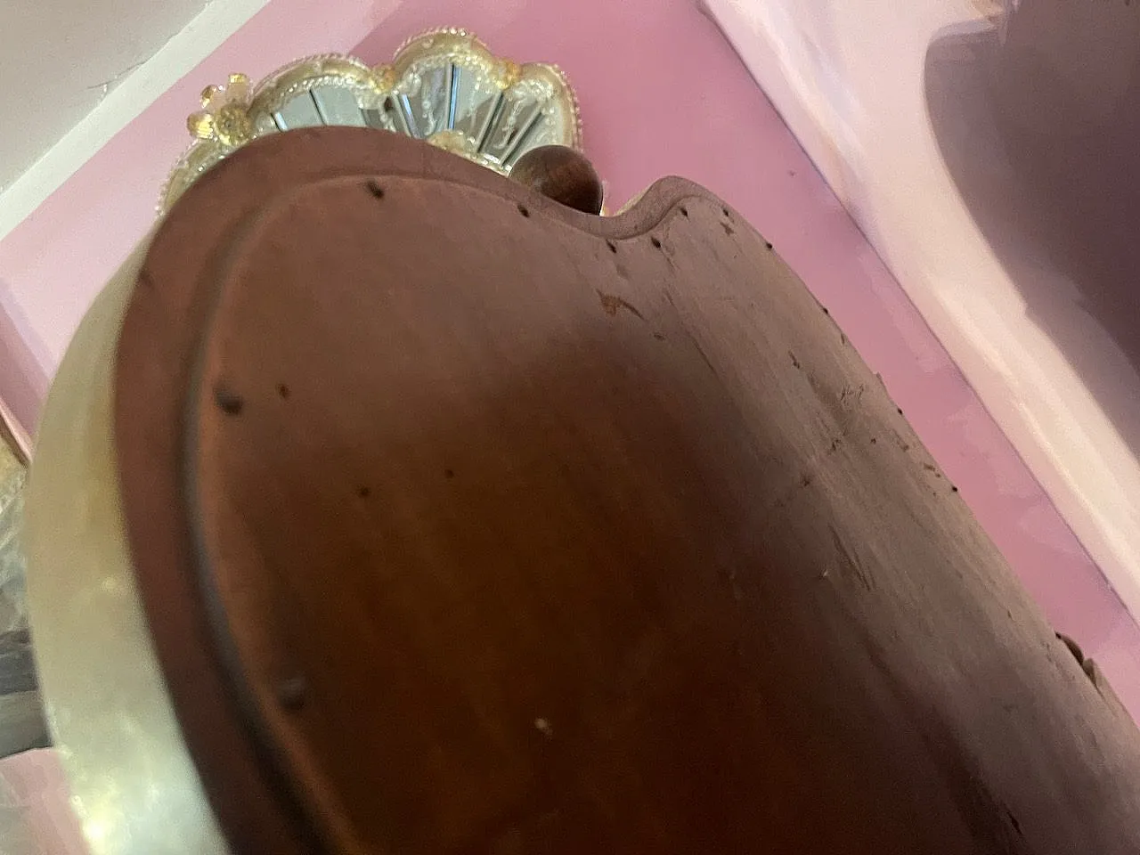 Toeletta in legno Art Déco con specchio regolabile, anni '50 9