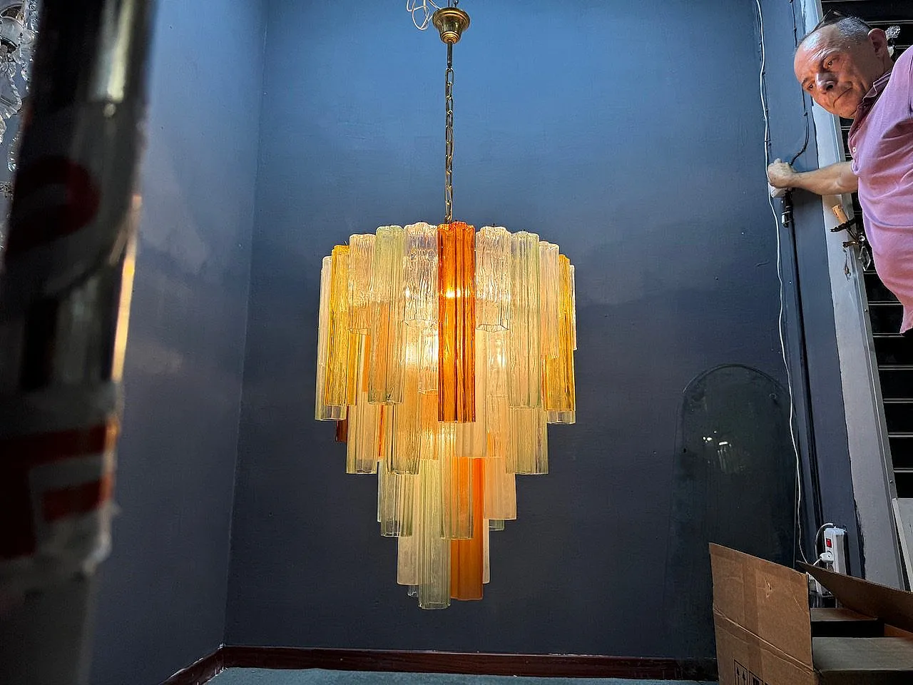 Large Murano Glass Tronchi Chandelier by Paolo Venini, Italy, 1970s 2