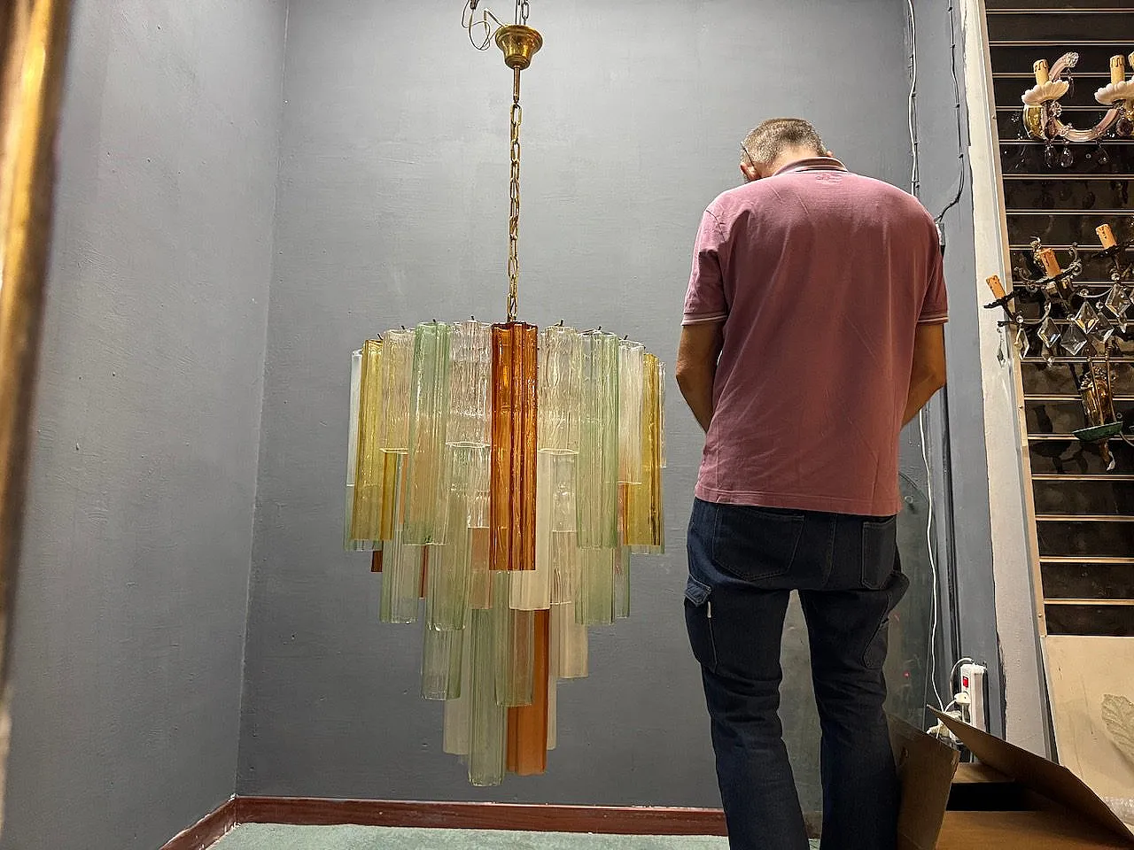 Large Murano Glass Tronchi Chandelier by Paolo Venini, Italy, 1970s 4