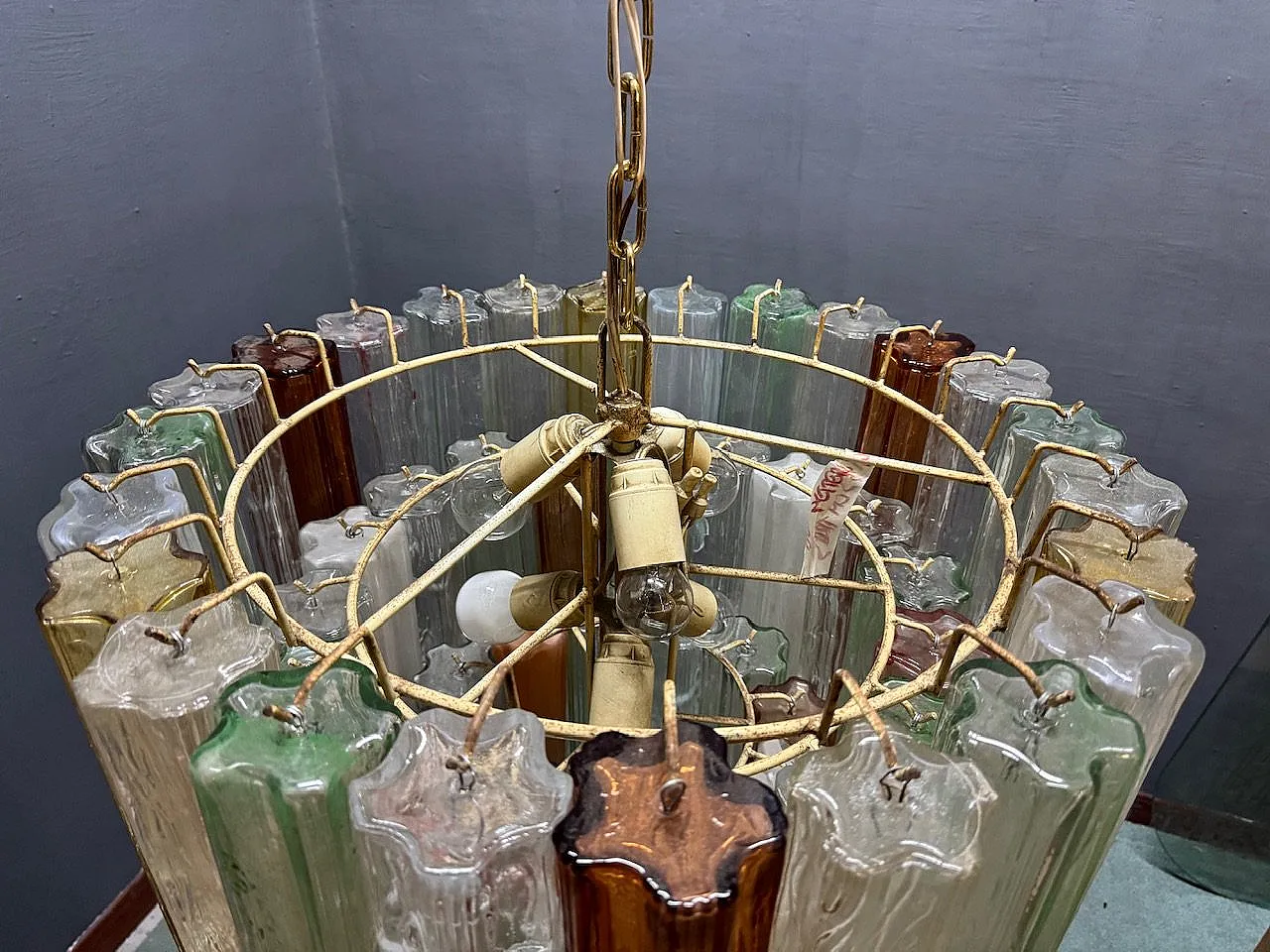 Large Murano Glass Tronchi Chandelier by Paolo Venini, Italy, 1970s 5