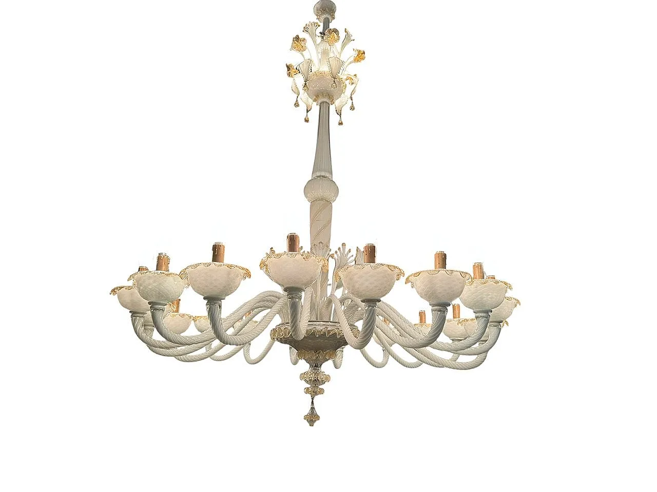 Large Venetian Murano Glass Chandelier by Paolo Venini for Maestri di 1
