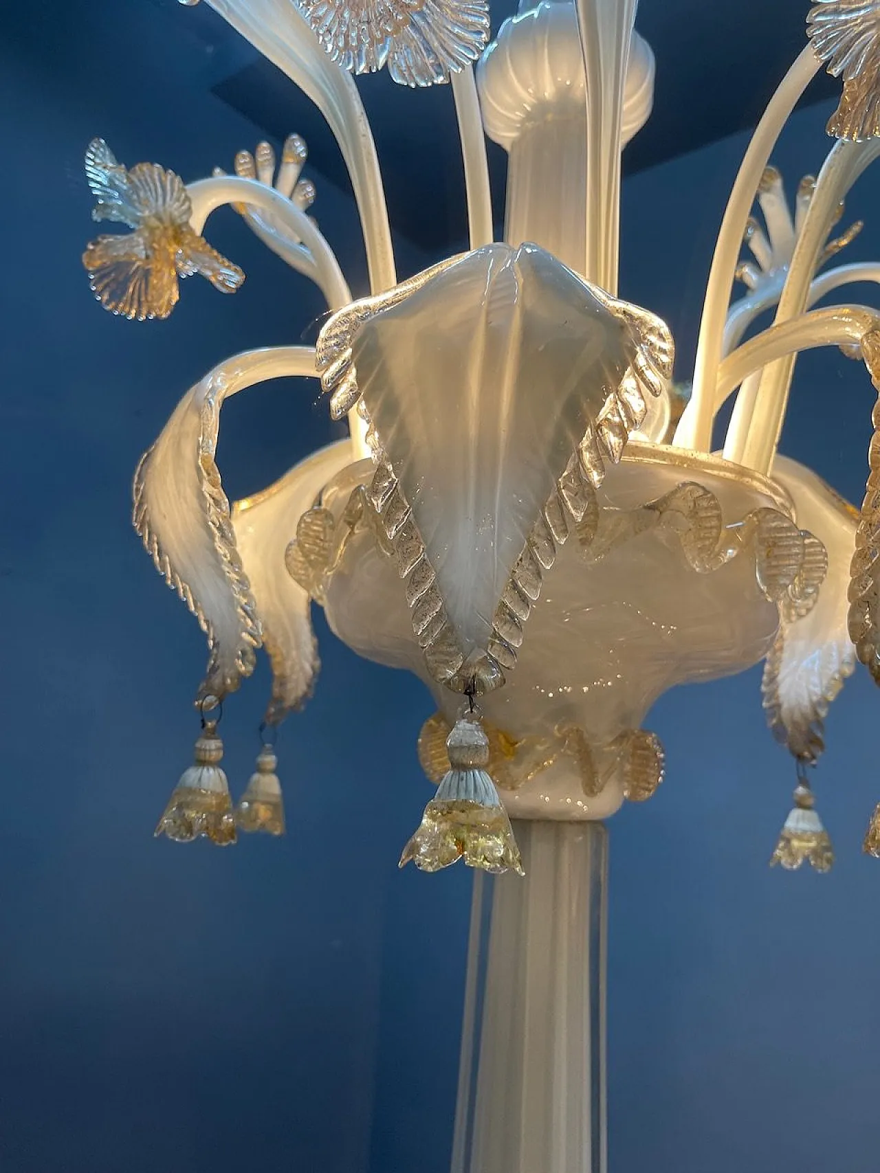 Large Venetian Murano Glass Chandelier by Paolo Venini for Maestri di 8