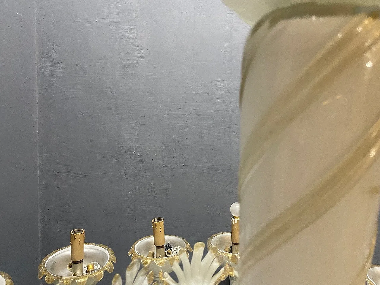 Large Venetian Murano Glass Chandelier by Paolo Venini for Maestri di 12