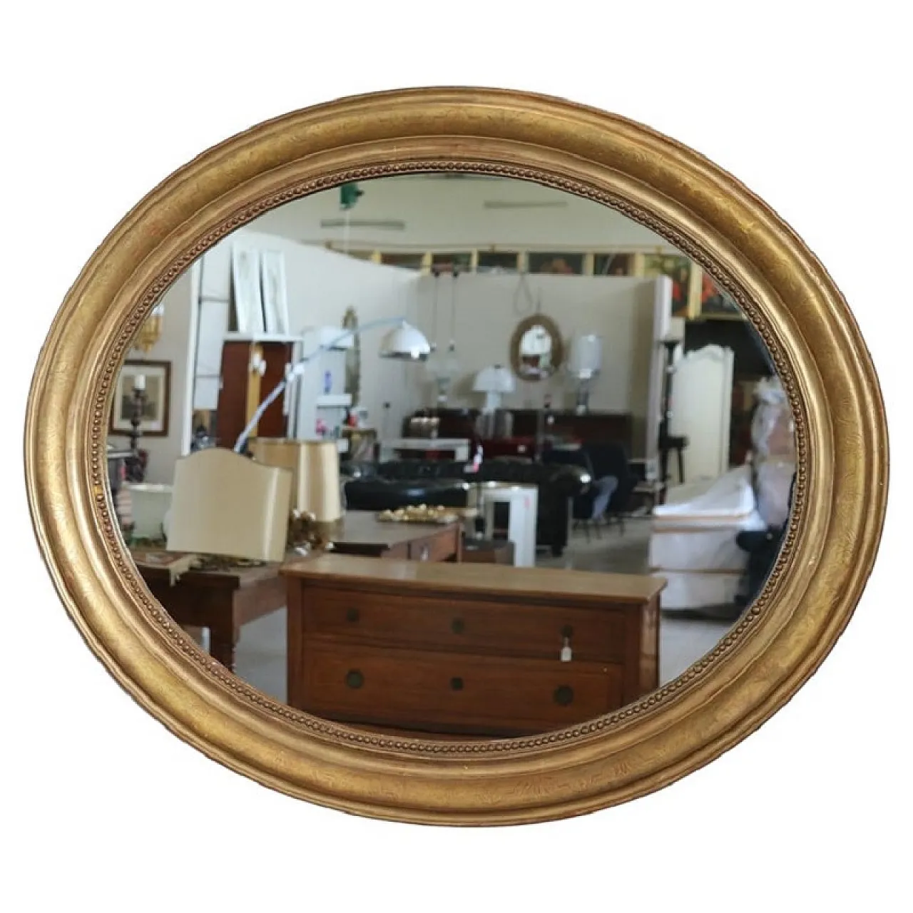 Specchiera ovale dorata, '800 1
