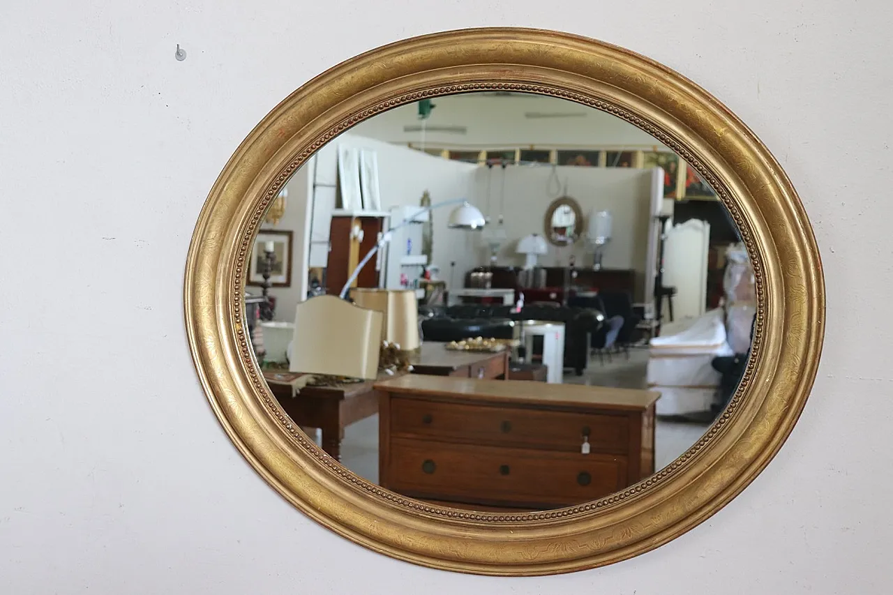 Specchiera ovale dorata, '800 2