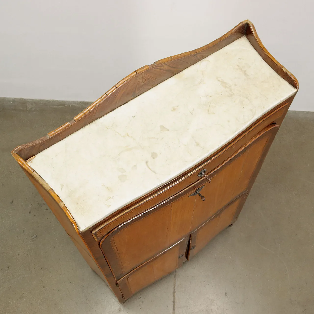 Secrétaire in legno con pianetto in marmo, '700 3