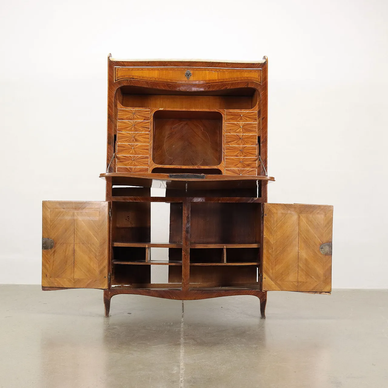 Secrétaire in legno con pianetto in marmo, '700 7