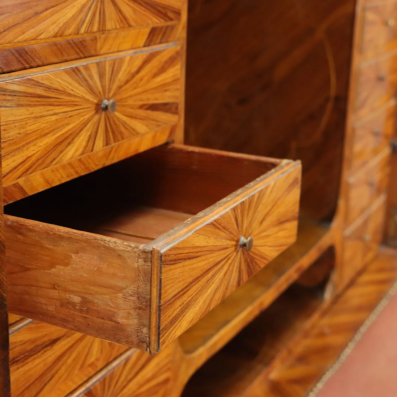 Secrétaire in legno con pianetto in marmo, '700 9