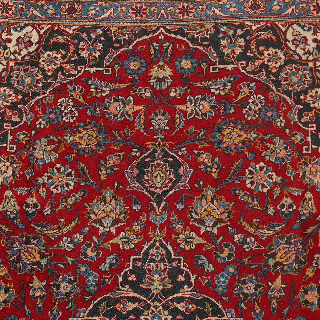 Tappeto Keshan in cotone e lana, con nodo grosso, fine '900 5