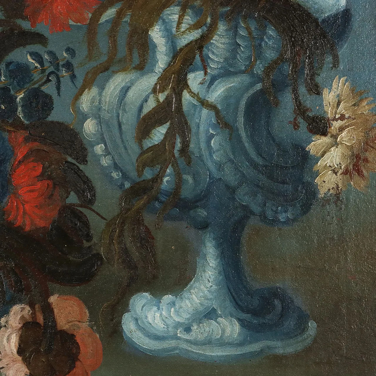 Natura morta con Fiori e Pappagallo, olio su tela, '800 4