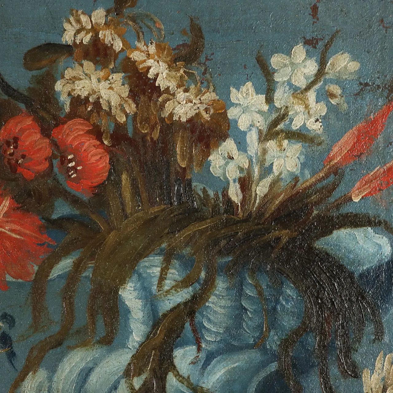 Natura morta con Fiori e Pappagallo, olio su tela, '800 5