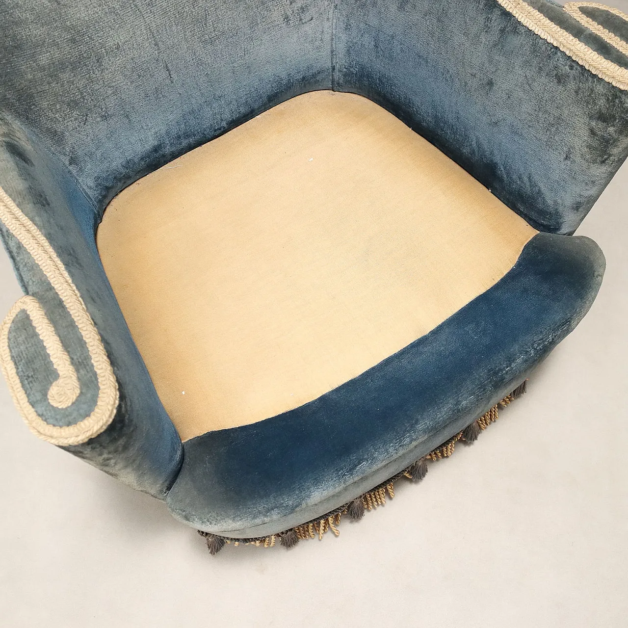 Pair of armchairs in original velvet, 1950s 9