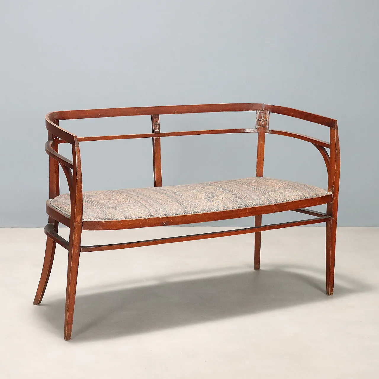 Sofa Art Nouveau in walnut and painted beech, 19th century 1
