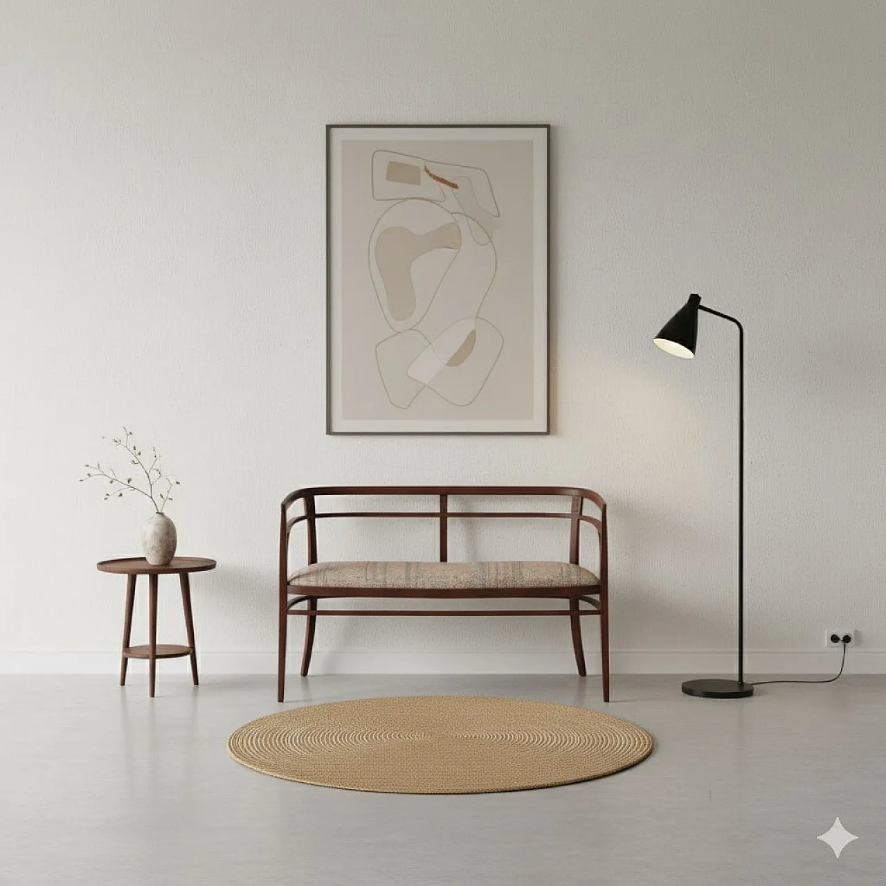 Sofa Art Nouveau in walnut and painted beech, 19th century 2