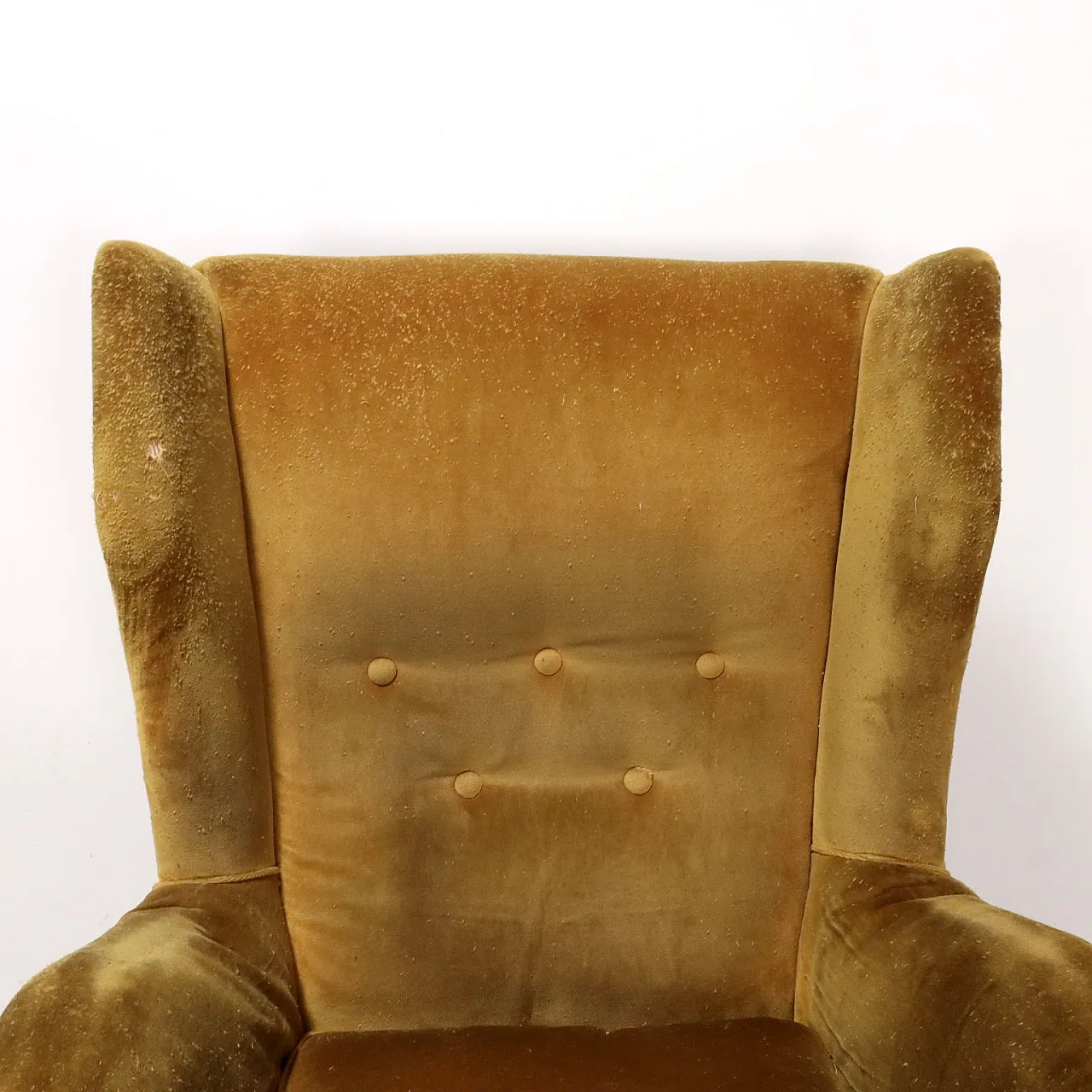 Pair of Bergère brown velvet armchairs in original fabric, Italy 1950s 3