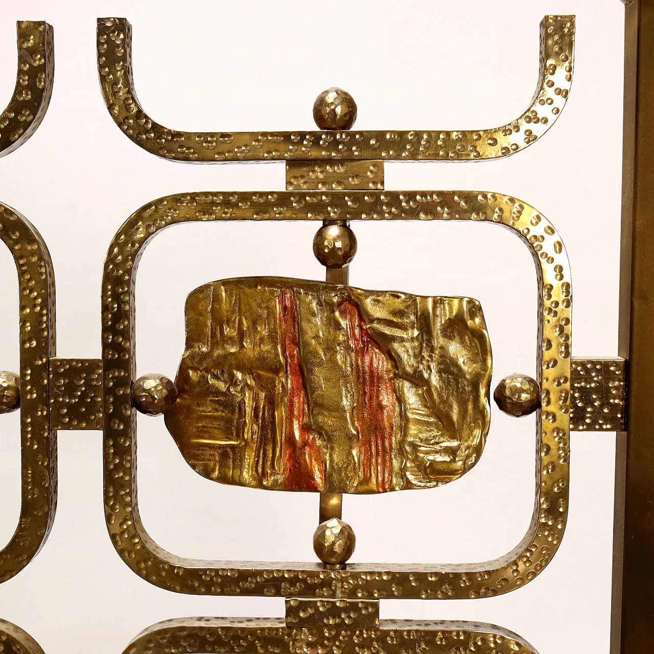 Pair of single beds in brass decorated with tiles, 1960s 5