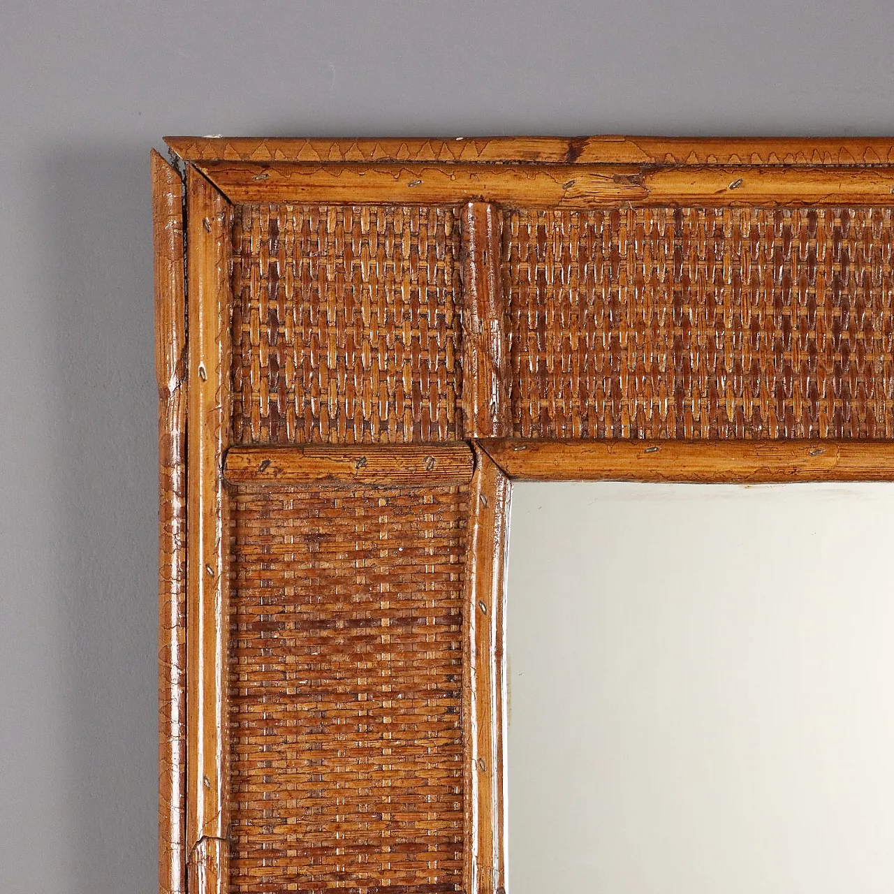 Mirror in bamboo and wicker, 1980s 4