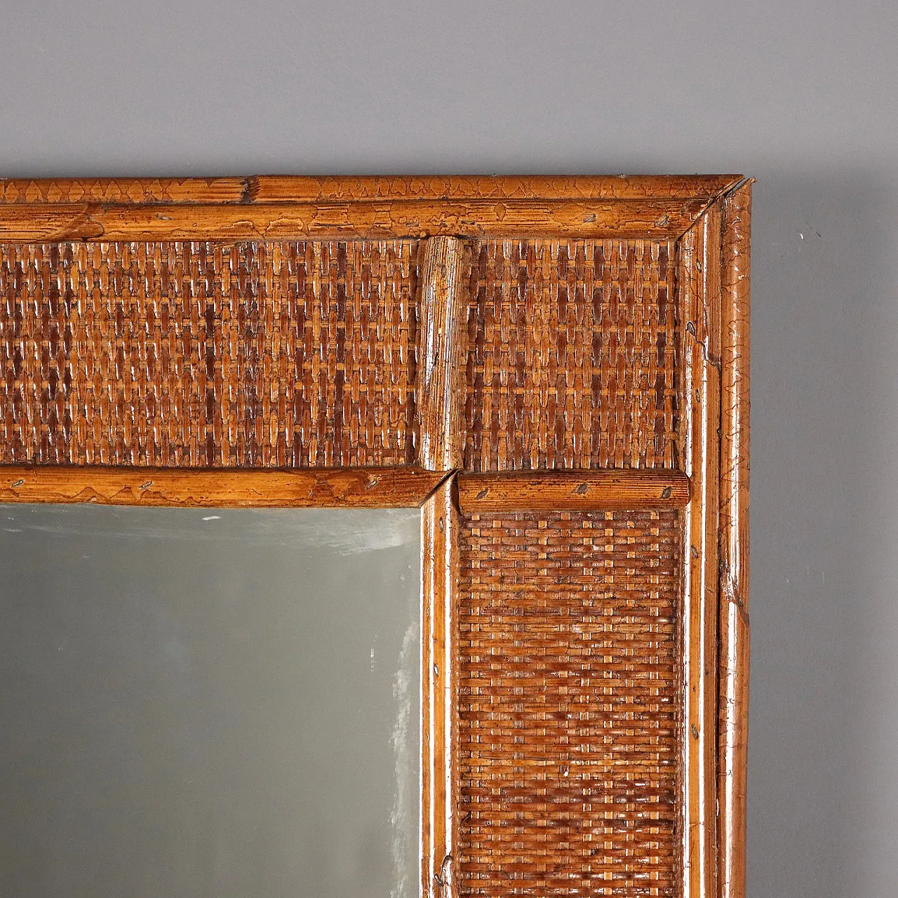 Mirror in bamboo and wicker, 1980s 5