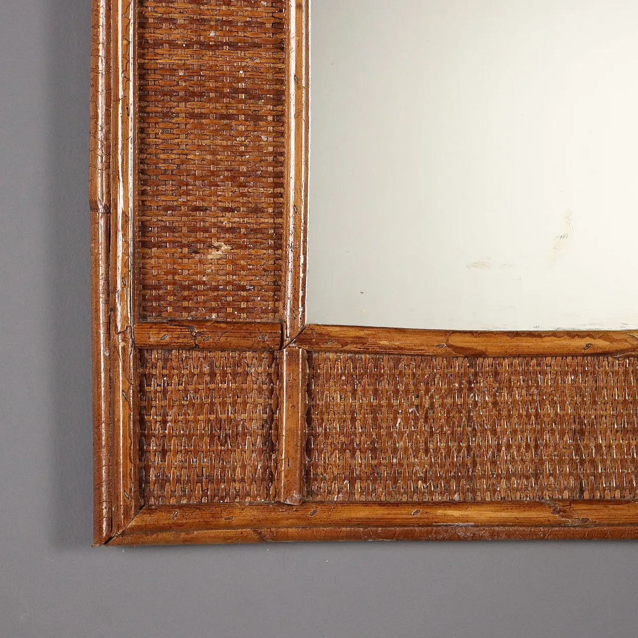 Mirror in bamboo and wicker, 1980s 6