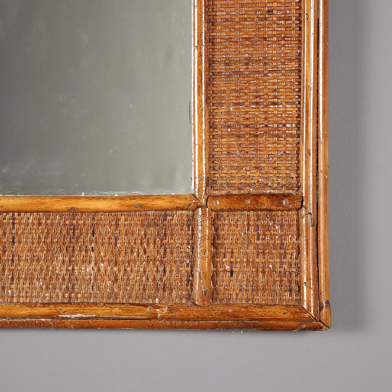 Mirror in bamboo and wicker, 1980s 7