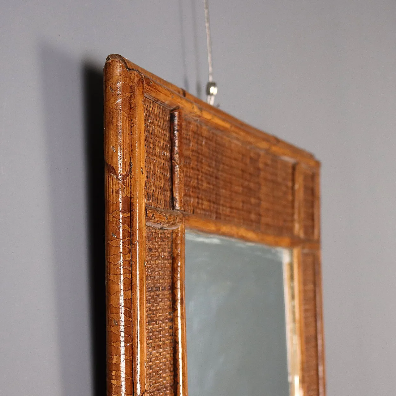 Mirror in bamboo and wicker, 1980s 8