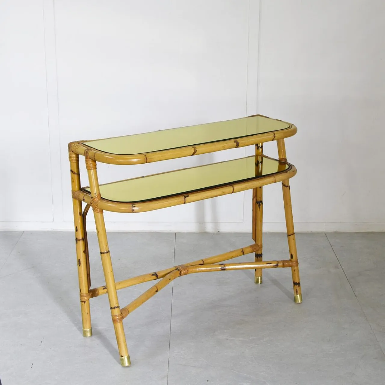 Mid-Century bamboo console table, 1960s 1