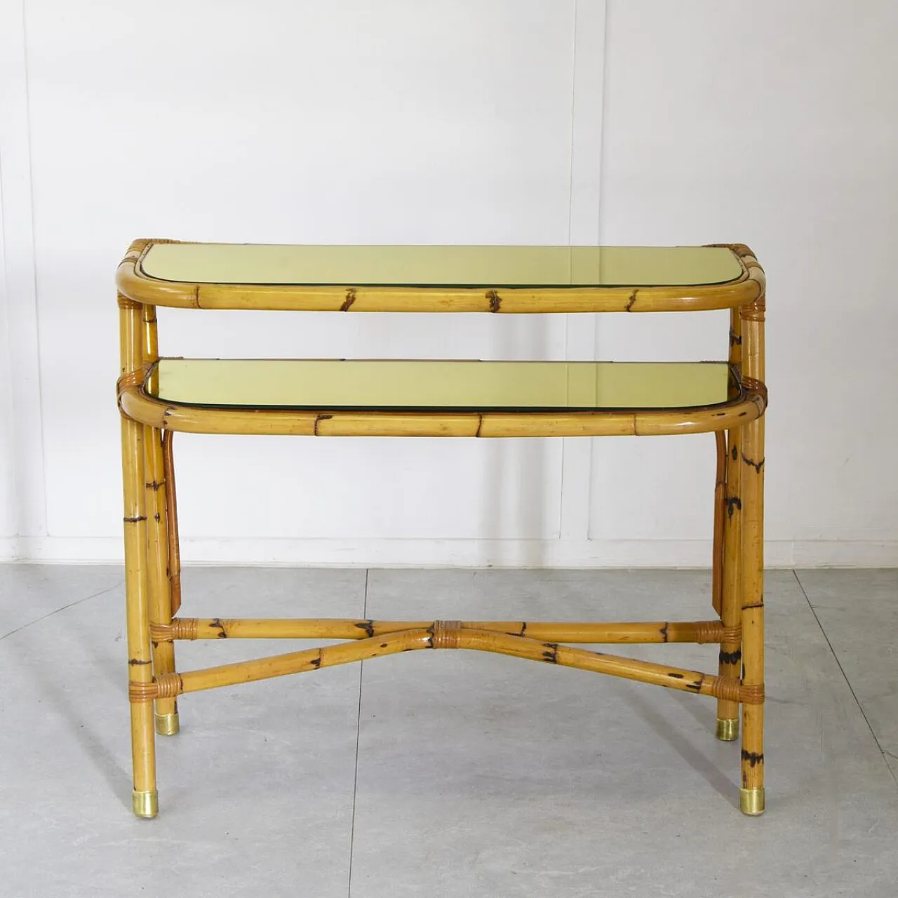 Mid-Century bamboo console table, 1960s 3
