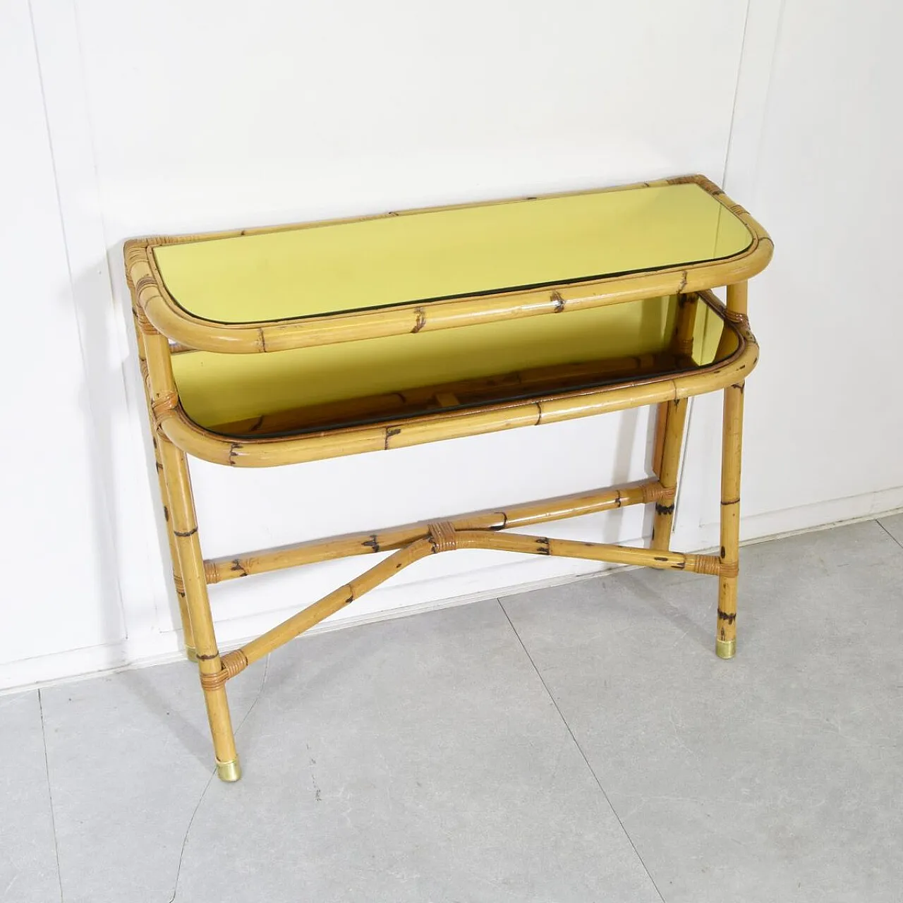 Mid-Century bamboo console table, 1960s 8