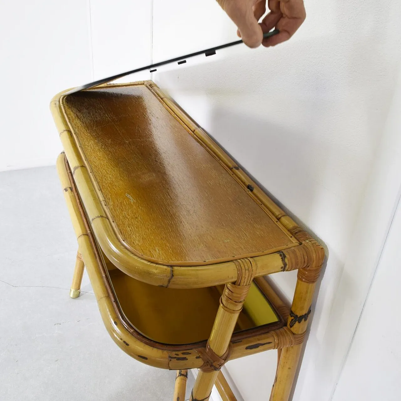Mid-Century bamboo console table, 1960s 11