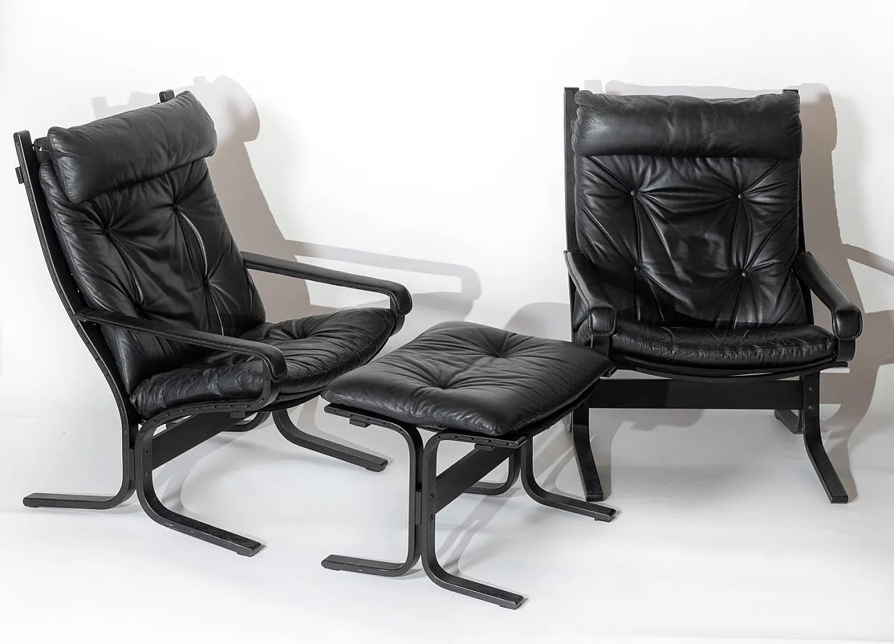 Poltrone Siesta con pouf di Ingmar Relling per Westnofa, anni '70 1