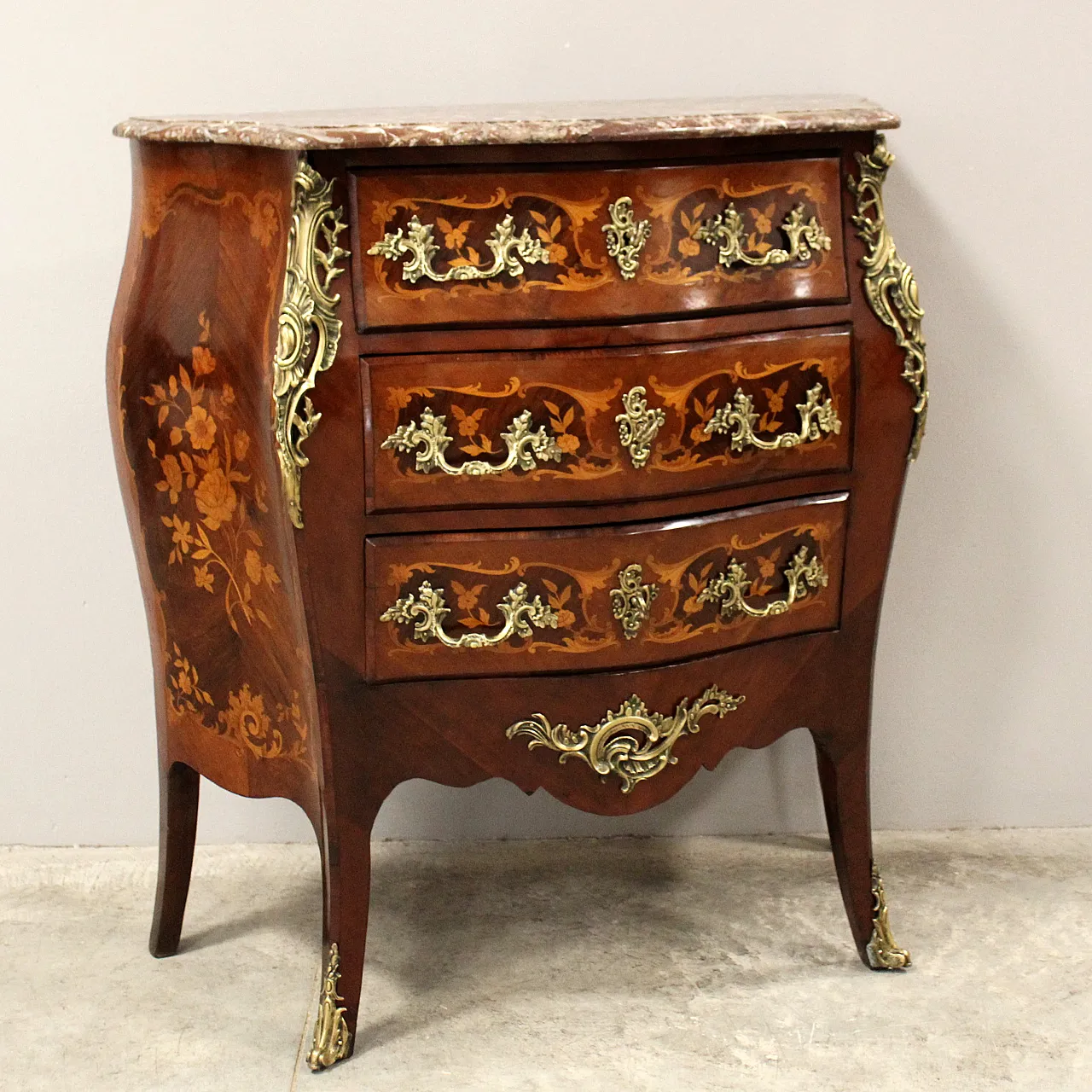 Napoleon III chest of drawers inlaid 19th century 1