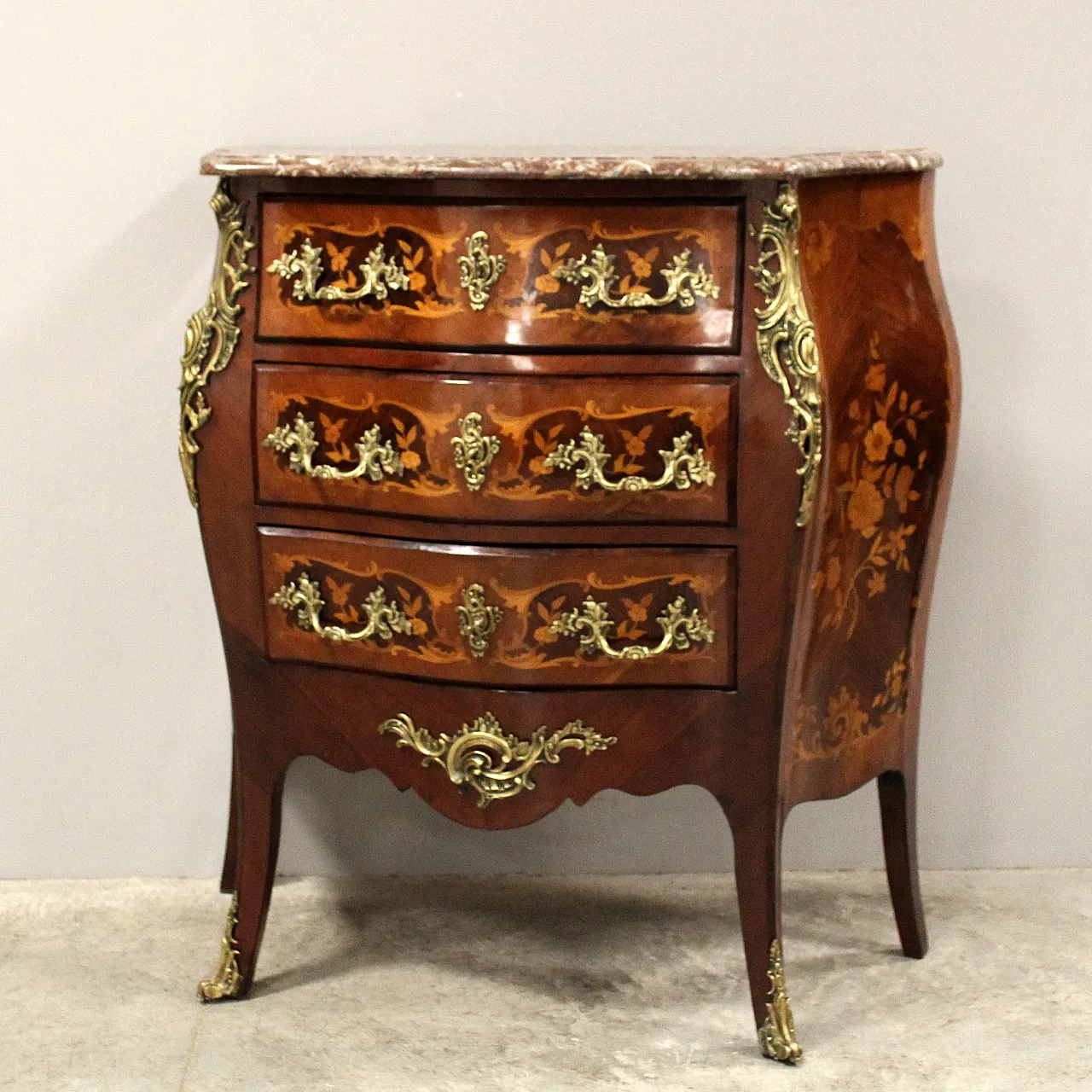 Napoleon III chest of drawers inlaid 19th century 3