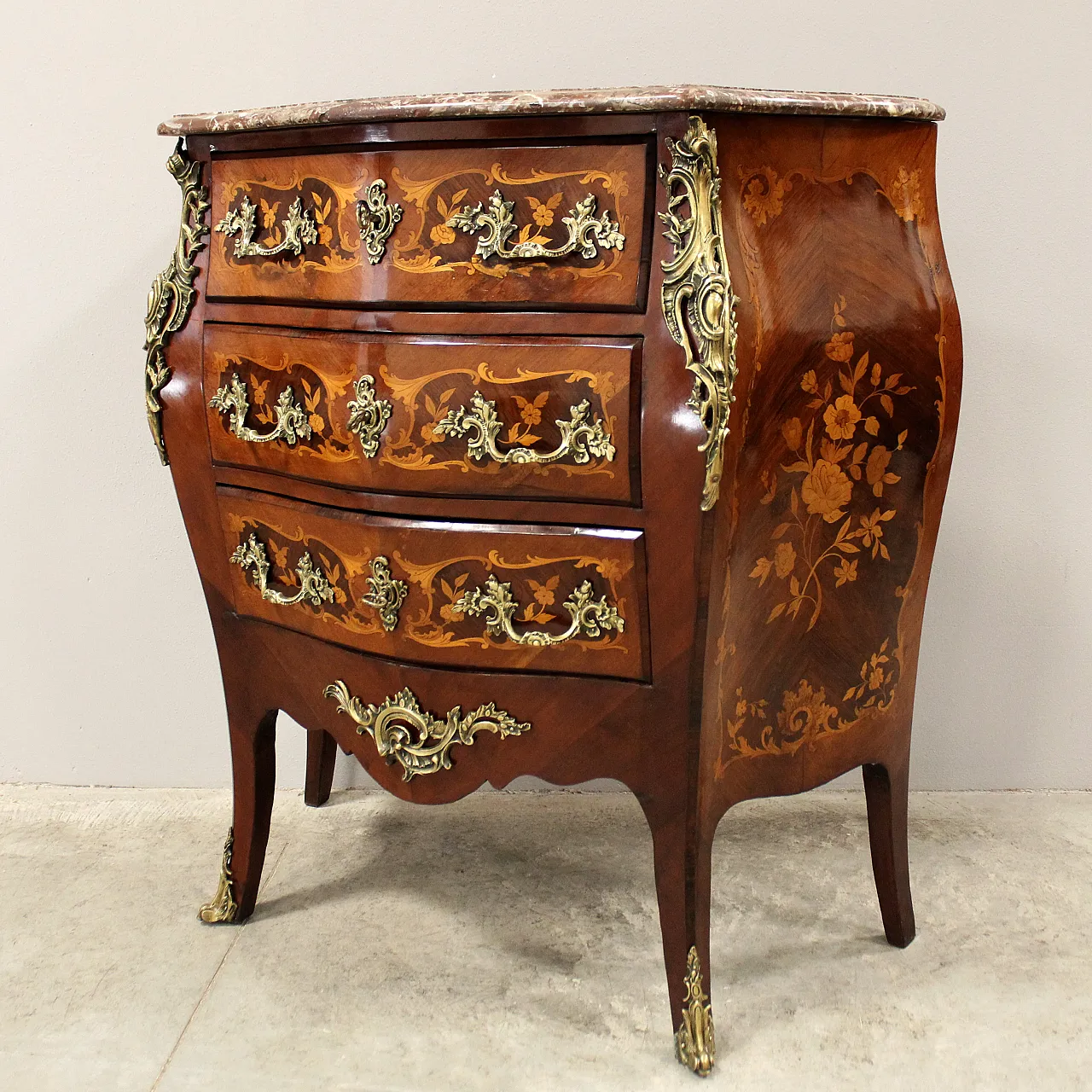 Napoleon III chest of drawers inlaid 19th century 4