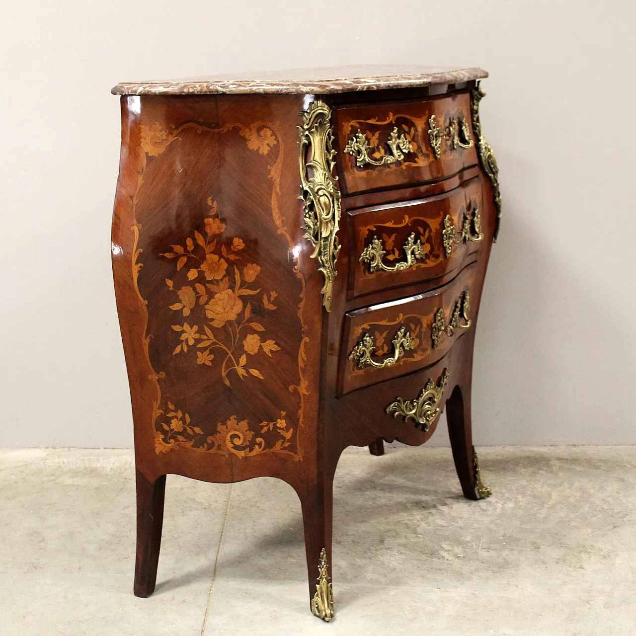 Napoleon III chest of drawers inlaid 19th century 5